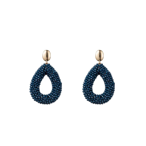 Boucles d’oreilles Go Dutch Label design perles tombantes bleue