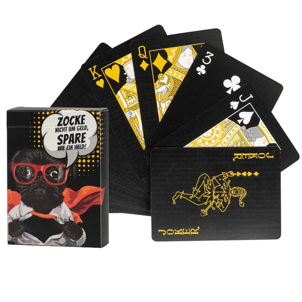 Jeux de Cartes Classique Noir Chien Bulldog (Resistant a l'eau et aux taches)