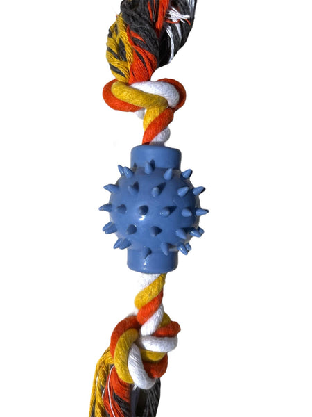 Jouet pour chien FORPET en corde tressée + balle à picots bleue 29 cm