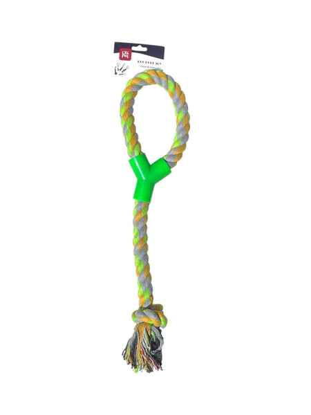 Jouet pour chien Lyn Pet en corde tressée vert et orange 38 cm