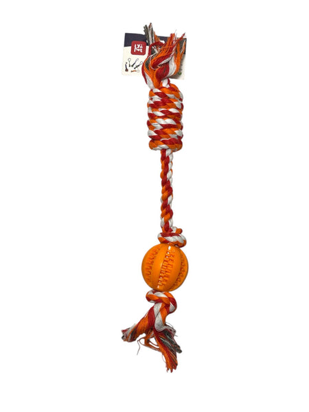 Jouet pour chien Lynpet en corde tressée + balle de mastication orange 35 cm