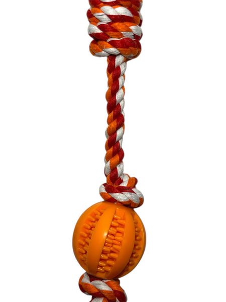 Jouet pour chien Lynpet en corde tressée + balle de mastication orange 35 cm