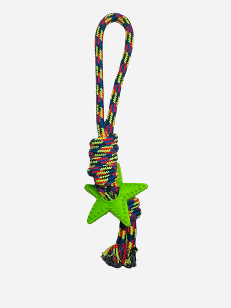 Jouet pour chien Lynpet corde tressée color + étoile de mastication vert 36 cm