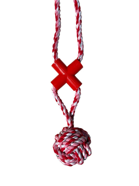 Jouet pour chien – corde tressée avec nœud et croix – 41 cm JK Animals Rouge