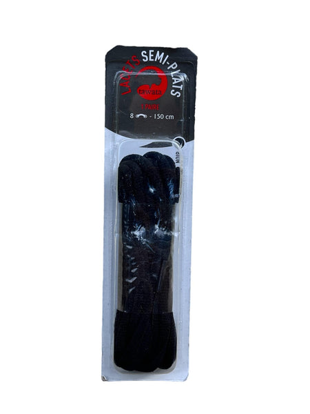 Lacets semi-plats Tawata noir – 100% polyester