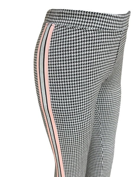 Legging fit Stooker Made for Kids Léa noir/blanc bandes roses/argentées