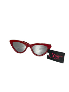 Lunettes de soleil à œil de chat rouges à verres argentés – KOST Trendy