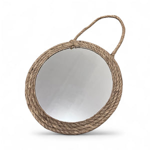 Miroir rond en corde de jute - 30 cm