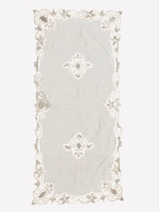 Napperon rectangulaire brodé – Blanc écru – 40 × 85 cm