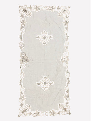Napperon rectangulaire brodé – Blanc écru – 40 × 85 cm