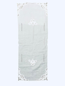 Napperon rectangulaire brodé – Blanc écru – 39 × 101 cm