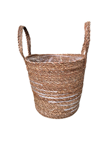 Panier à linge avec poignée 100 % jonc de mer - 30 x 30 cm