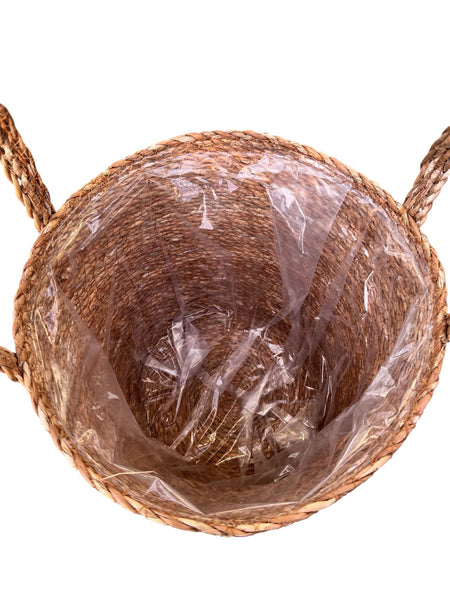 Panier à linge avec poignée 100 % jonc de mer - 30 x 30 cm