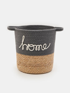 Panier de rangement “Home” gris et beige - 27 x 29 cm