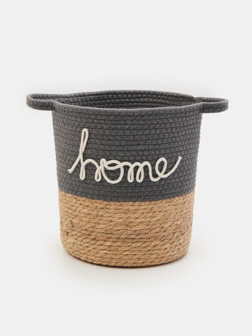 Panier de rangement “Home” gris et beige - 27 x 29 cm
