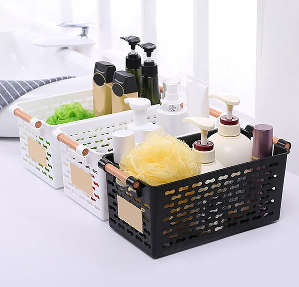 Panier de rangement noir en plastique Marmoday creux cuisine, maison et bureau 12x15x25 cm