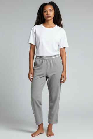 Pantalon jogging TBS gris et blanc femme