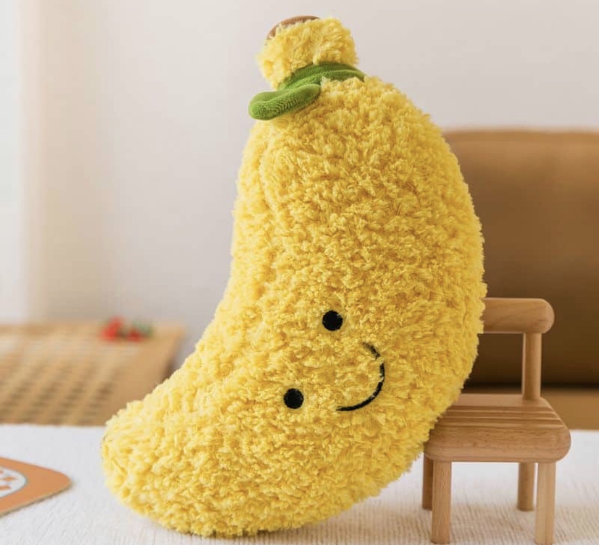Peluche Banane Souriante Jaune 100% polyester - 26 cm