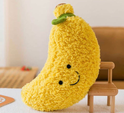 Peluche Banane Souriante Jaune 100% polyester - 26 cm