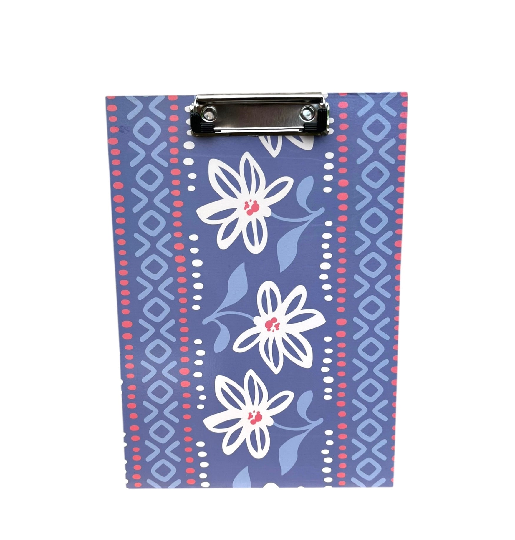 Planche à pince clipboard rigide – Motif floral violet – 32,5 x 22 cm