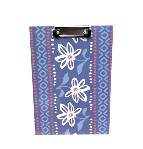 Planche à pince clipboard rigide – Motif floral violet – 32,5 x 22 cm