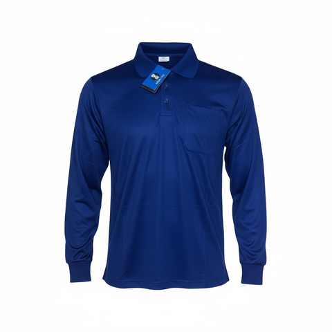 Polo Chintex manches longues bleu homme