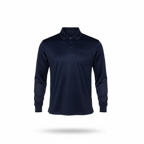 Polo Chintex manches longues bleu foncé homme