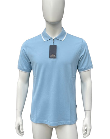 Polo Macidman Exclusive bleu ciel et blanc homme