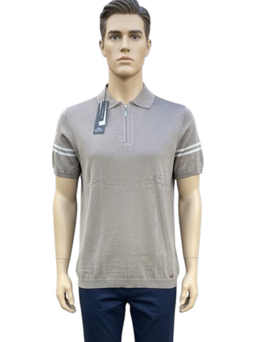 Polo Macidman Exclusive marron clair et blanc homme