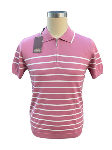 Polo Macidman Exclusive rose et blanc homme