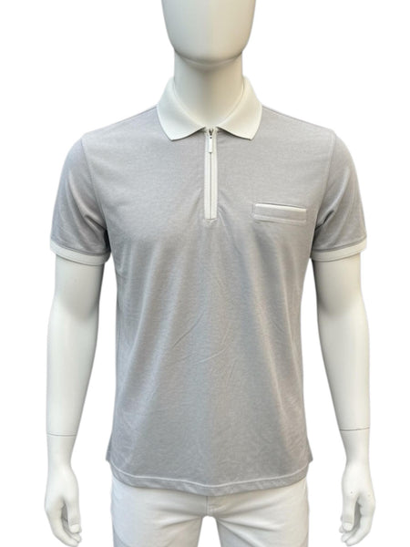 Polo Macidman gris et blanc homme