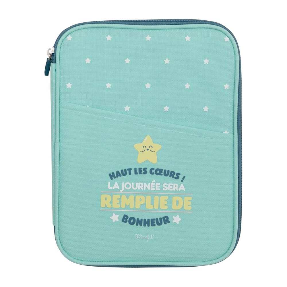 Protège carnet de santé mr. wonderful – “Haut les cœurs, la journée sera remplie de bonheur” 25 x 20 cm