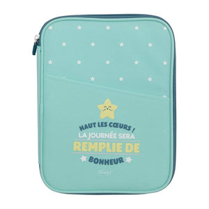 Protège carnet de santé mr. wonderful – “Haut les cœurs, la journée sera remplie de bonheur” 25 x 20 cm