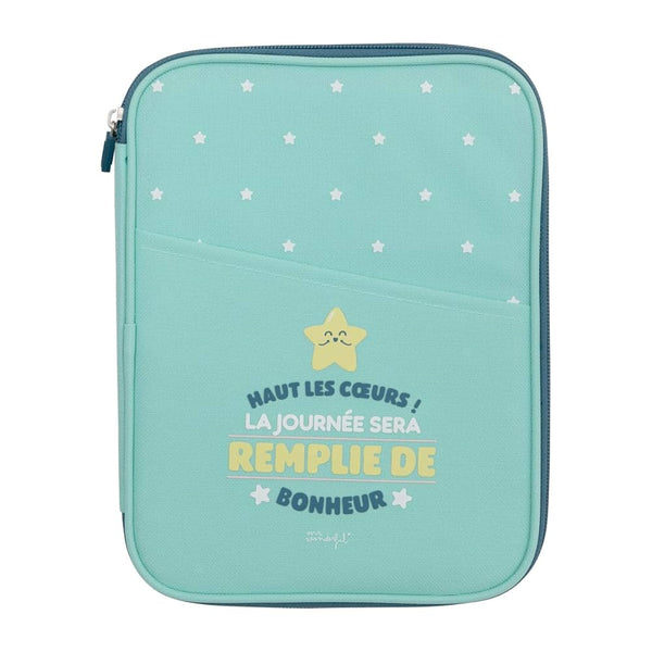 Protège carnet de santé mr. wonderful – “Haut les cœurs, la journée sera remplie de bonheur” 25 x 20 cm