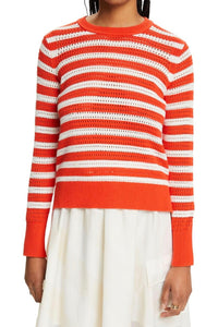 Pull Esprit orange et blanc femme