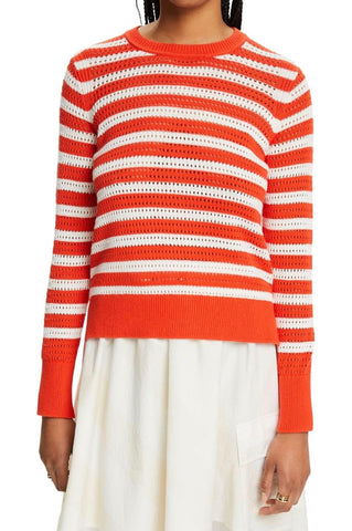 Pull Esprit orange et blanc femme