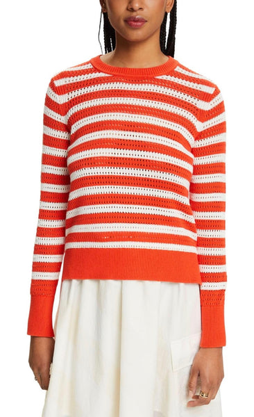 Pull Esprit orange et blanc femme