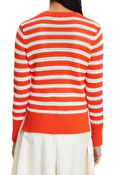 Pull Esprit orange et blanc femme