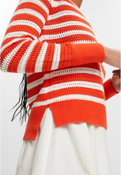 Pull Esprit orange et blanc femme
