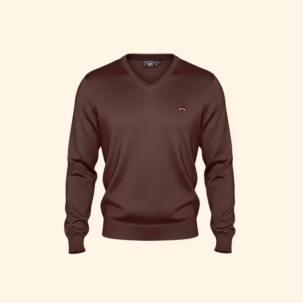 Pull Spagnolo col V marron homme