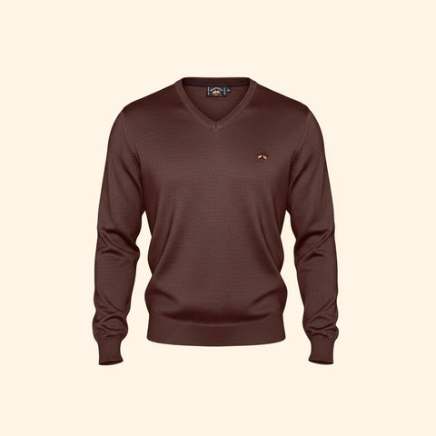 Pull Spagnolo col V marron homme