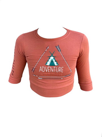 Pull Street Monkey marron enfant - « Adventure is out there »
