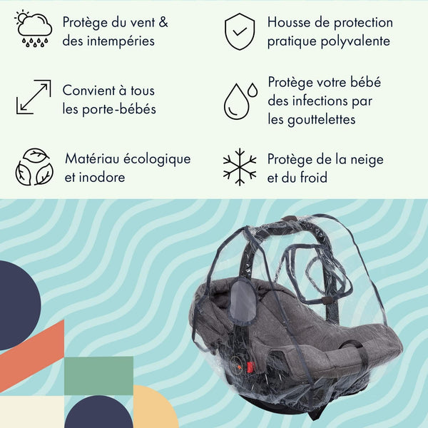 Babify - Couverture Protection contre la pluie siège auto avec fenêtre avant et ventilation