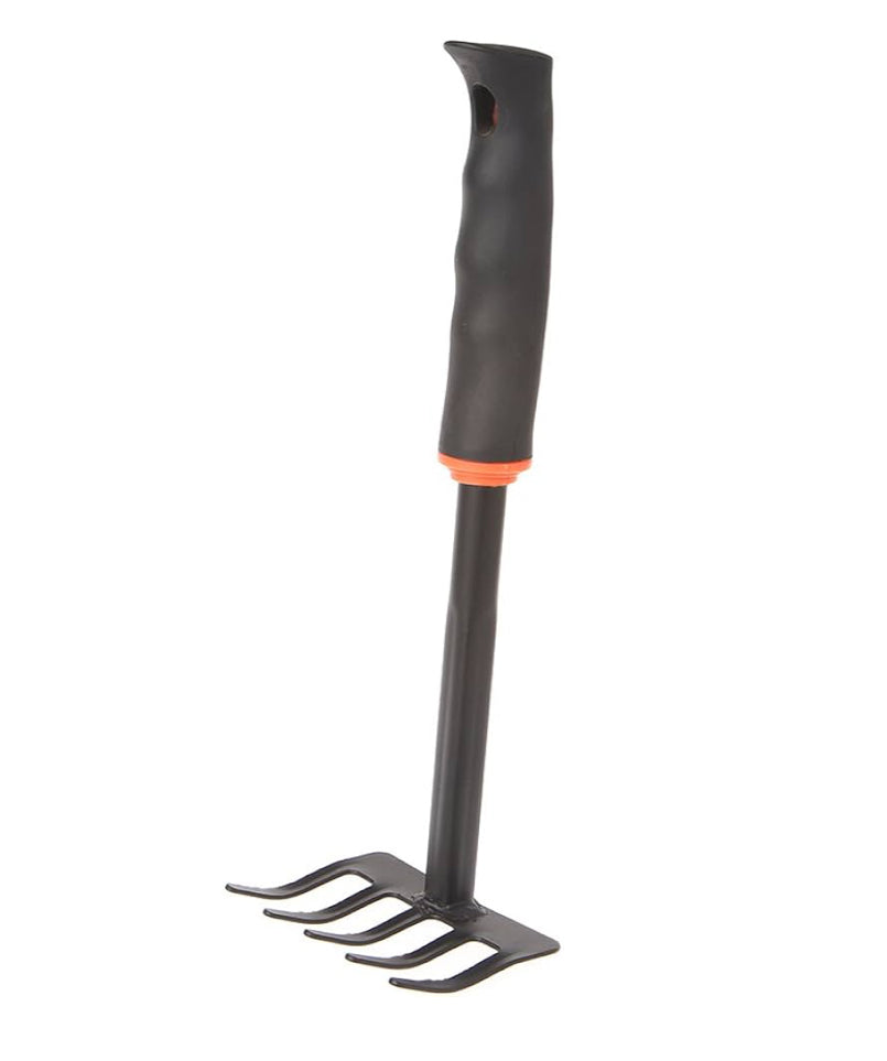 Râteau à main 28 cm – Orange et noir – Pique 7 cm
