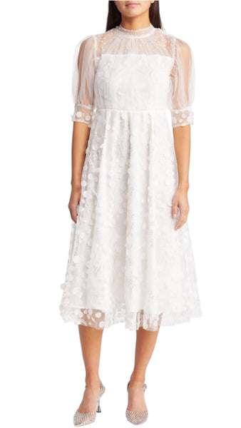 Robe midi Amylynn blanc dos nu à sequins