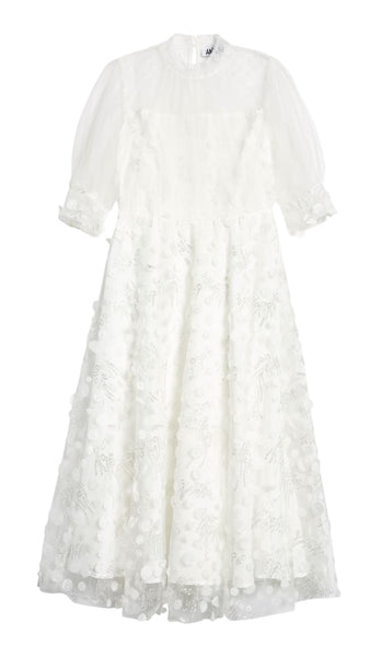 Robe midi Amylynn blanc dos nu à sequins