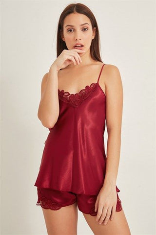 Lingerie Short Satin Femme C&City Bordeaux