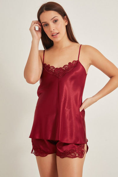 Lingerie Short Satin Femme C&City Bordeaux