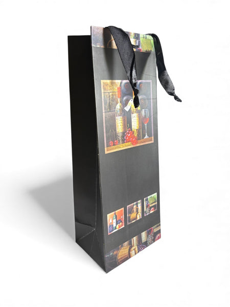 Sac bouteille Kairui motif bouteilles de vin noir 12,5 x 34,5 x 9 cm