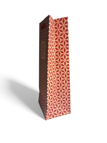 Sac bouteille cadeau Especially for You beige et rouge 12,5 x 34,5 x 10 cm